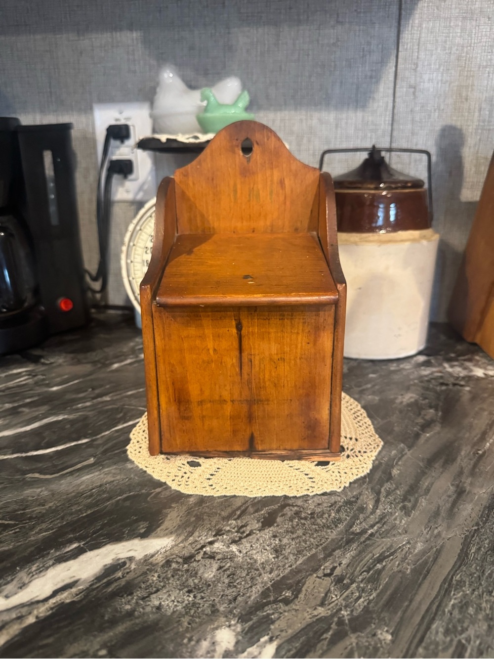 Antique Primitive Wooden Wall or Salt Box